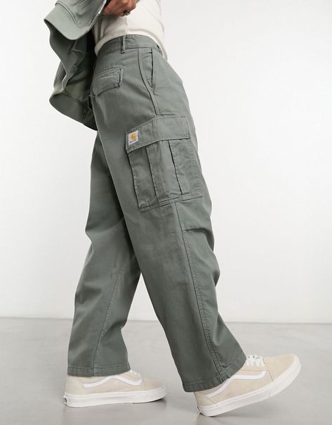 Trousers & Chinos by Carhartt WIP Make your jeans jealous Regular rise Belt loops Functional pockets Branded patch Relaxed fit Pantalon Carhartt, Carhartt Cargo, Fashion Bella, Relaxed Trousers, Relax Pants, Carhartt Pants, Mens Style Guide, Cool Outfits For Men, Streetwear Men Outfits