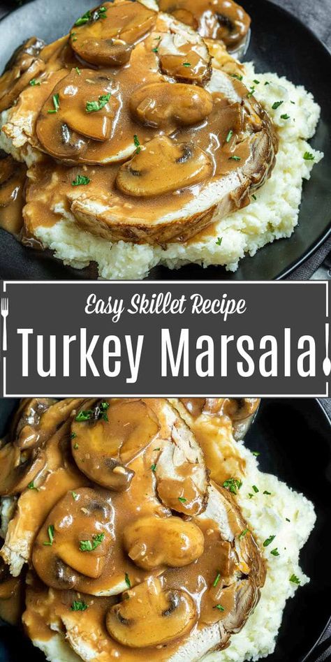 Turkey And Mushroom Recipes, Turkey Marsala, Marsala Recipes, Marsala Sauce Recipe, Turkey Cutlet Recipes, Filet Recipes, Chicken Italian, Chicken Lombardy Recipes, German Food Authentic