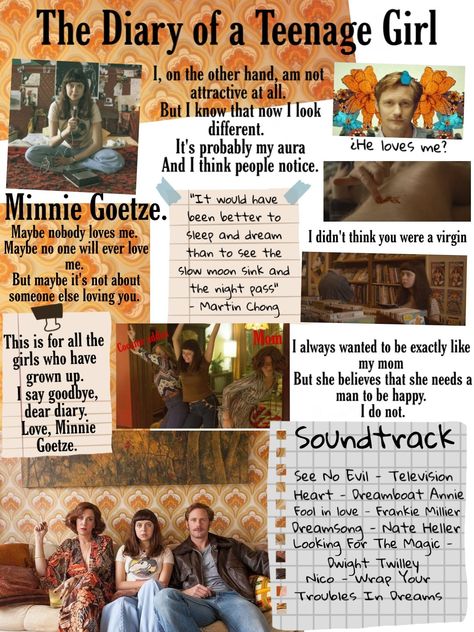 Poster about the movie "the diary of a teenage girl" phrases and scenes. The Diary Of A Teenage Girl, Diary Of A Teenage Girl, Teenage Movie, Diary Movie, Nobody Loves Me, Teenage Drama, Ocean Blvd, Secret Diary, Girls Diary