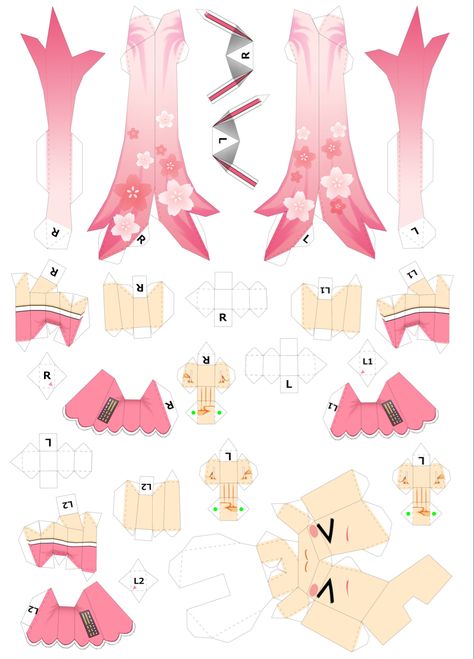 Miku Papercraft, Sakura Miku, Crafts To Do When Your Bored, Handmade Paper Art, Anime Paper, Pola Bordir, Paper Dolls Diy, Hello Kitty Crafts, Paper Puppets