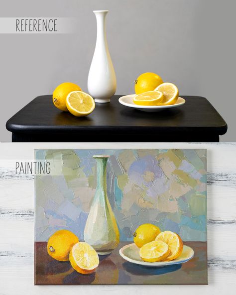 When life gives you lemons... make art! Still life painting is a great way to practice with a new technique, or supply, or even just brush up on your skills. And our still life tutorial should help simplify the process a little bit. Acrylic Painting Ideas Still Life, Still Life Kitchen Painting, Still Life Painting Tips, Beginner Still Life Painting, Colorful Still Life Painting, Still Life Set Up Ideas, Still Life Acrylic Painting Tutorial, Still Life Painting Tutorial, Simple Still Life Painting