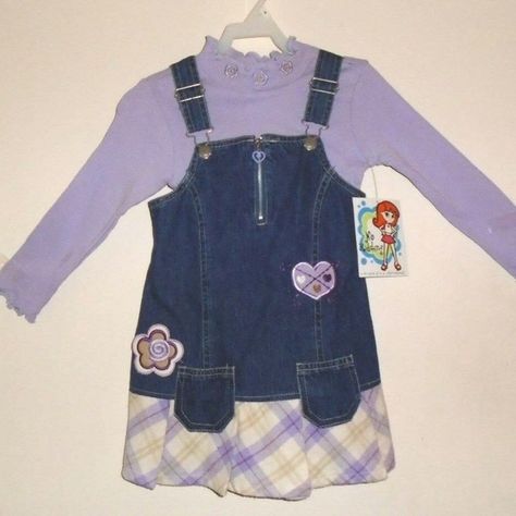 Shop allysons_2016's closet or find the perfect look from millions of stylists. Fast shipping and buyer protection. Girls Vintage Rare Cute 2 Pc Purple Bodysuit & Adjustable Straps Blue Purple Overalls Denim Dress. Great for play date, school or church and more. They are a must have for the summer and beyond. Have them in size 4 and 5/6. Hard to find, will make a great gift. Thank you for looking, have a great day. 2000s Kids Clothes, Purple Overalls, Kids Nostalgia, Purple Bodysuit, Overalls Denim, Denim Set, Kid Outfits, Vintage Kids Clothes, Outfits 2000s