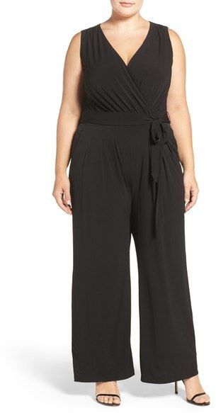 Vince Camuto Wide Leg V-Neck Jumpsuit (Plus Size) Charlotte Dress, Kurti Collection, Bodycon Dress Parties, Plus Size Jumpsuit, Plus Size Womens Clothing, Wide Leg Jumpsuit, Flowing Maxi Dress, Glamorous Evening Gowns, Holiday Fashion