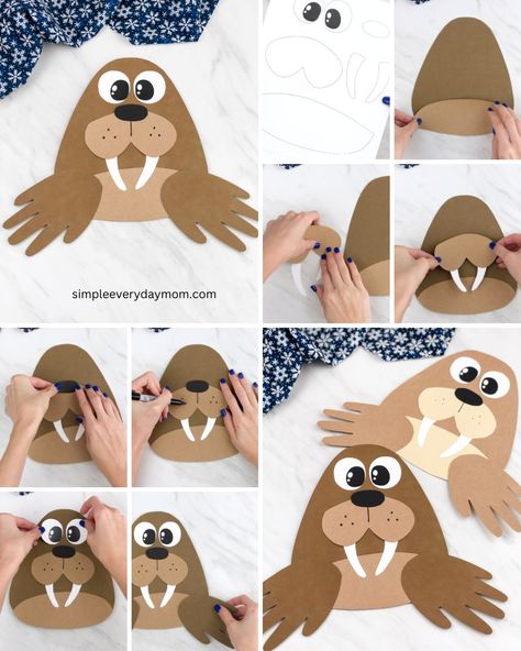 🖐️ Walrus Handprint Craft ✂️ Get the... - Fun Crafts For Kids | Facebook Walrus Crafts, Walrus Craft, Baby Room Activities, Room Activities, Winter Art Projects, Walking In A Winter Wonderland, Handprint Craft, Winter Crafts For Kids, Arctic Animals