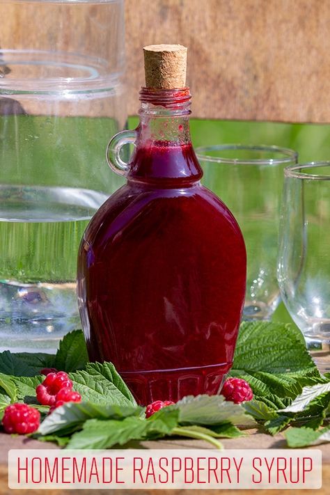 An easy recipe for homemade raspberry syrup. It’s healthier than shop-bought one, low sugar and ready in no time. Mix it with water or pour over pancakes or ice cream. #homemade #raspberry #syrup #raspberrysyrup #recipe #lowsugar #canning #preserving #drinks via @happyfoodstube Homemade Raspberry Syrup, Homemade Syrups, Raspberry Pancakes, Syrup Recipes, Simple Syrup Recipes, Pancake Syrup, Raspberry Recipes, Homemade Syrup, Raspberry Sauce