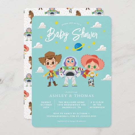 Boy Shower Themes, Disney Jessie, Toy Story Invitations, Toy Story Baby, Baby Shower Party Themes, Toy Story Theme, Baby Shower Theme Decorations, Disney Baby Shower, Toy Story Characters