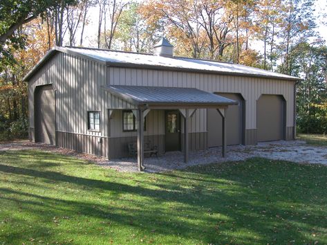 Metal Pole Barn Garage & Storage - Walters Buildings Pole Building Garage, Steel Garage Buildings, Pole Barn Shop, Metal Shops, Pole Barn Builders, Diy Pole Barn, Metal Houses, Metal Pole Barns, Garage Inspiration