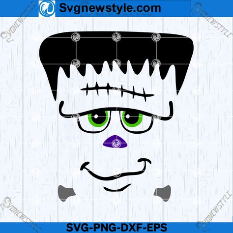 Frankenstein Clip Art, Frankenstein Face Svg, Frankenstein Face Template, Frankenstein Face, Fall Handprint Crafts, Cute Frankenstein, Frankenstein Pumpkin, Monster Faces, Monster Svg