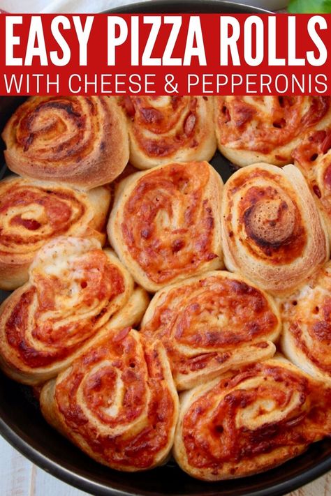 Make delicious homemade pizza rolls in just 30 minutes with this easy recipe! Bake them in the oven, or cook them in an air fryer for a tasty snack, appetizer or meal. These pizza rolls are loaded with cheese and pepperonis, but feel free to add your favorite pizza toppings to make them your own! Pizza Rolls With Tortillas, Tortilla Pizza Roll Ups, Easy Pizza Rolls, Pepperoni Pizza Rolls, Football Foods, Homemade Pizza Rolls, Pizza Roll Up, Thanksgiving Appetizers Easy, Pepperoni Rolls