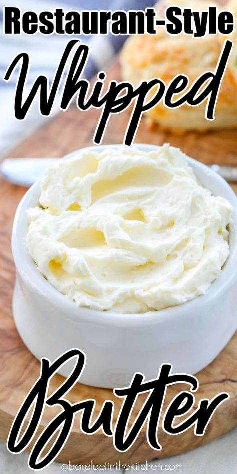 Restaurant Style Whipped Butter is a favorite. Flavored Butter Recipes, Butter Recipes Homemade, Whipped Butter, Sweet Butter, Flavored Butter, Homemade Butter, Butter Recipe, Roasted Sweet Potatoes, Salted Butter