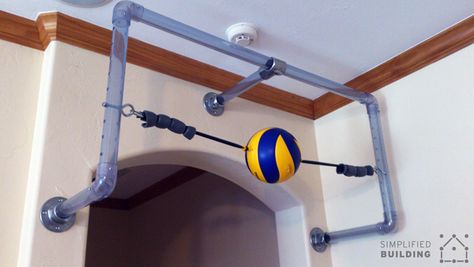 Volleyball Spike Trainer, Homemade Gym, Baseball Training Equipment, Volleyball Training Equipment, Homemade Gym Equipment, Soccer Training Equipment, Building A Home Gym, Backyard Gym, Diy Gym Equipment