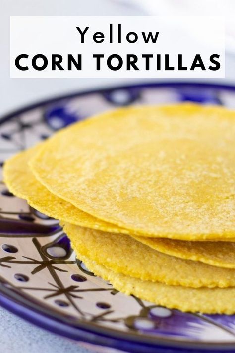 Homemade yellow corn tortillas made with 3 ingredients in 20 minutes. These are gluten free and taste way better than store bought tortillas. ThaiCaliente.com #corntortillas Yellow Corn Tortillas Recipes, Yellow Corn Tortillas What To Do With, Corn Flour Tortillas, Mexican Tortillas, Corn Tortilla Recipes, Tortilla Recipes, Candles Homemade, Homemade Flour, Dinner Recipes Healthy Low Carb