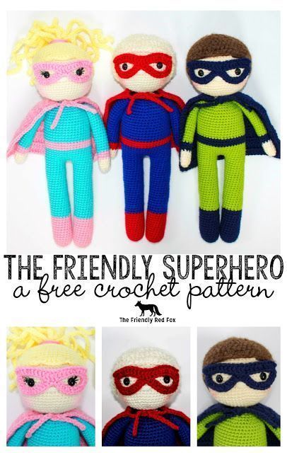 Crochet Superhero, Superhero Dolls, Crochet Toys Free Patterns, Crochet Cape, Crochet Dolls Free Patterns, Pola Amigurumi, Crochet Toy, Crochet Doll Pattern, Crochet Toys Patterns