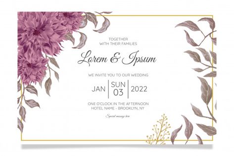 Horizontal floral wedding invitation car... | Premium Vector #Freepik #vector #flower #wedding #watercolor #floral Wedding Invitations Horizontal, Free Invitation Cards, White Roses Wedding, Floral Wedding Invitation Card, Wedding Watercolor, Reception Invitations, Wedding Invitation Card Template, Invitation Card Template, Wedding Invitation Card Design