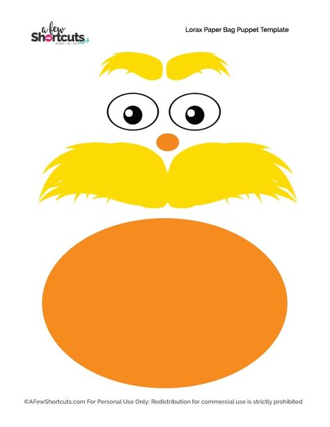 Lorax Paper Plate Craft, The Lorax Printables Free, Lorax Crafts For Toddlers, The Lorax Crafts For Toddlers, Lorax Template Free Printable, Story Time Crafts Preschool, Lorax Printables Free, Dr Seuss Templates Free Printable, Lorax Activities Preschool