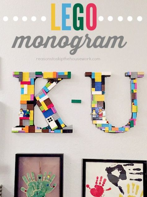 Make a Lego Monogram for the play room or as a gift for lego lovers! #legos #legodecor Diy Arrow, Lego Letters, Lego Bedroom, Lego Decorations, Arrow Art, Lego Lovers, Lego Room, Lego Worlds, Lego Party