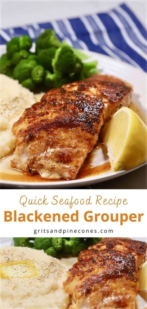 Grouper On Blackstone, Grouper In Air Fryer, Grouper Recipes Air Fryer, Blackened Grouper Recipes, Grouper Fish Recipes Air Fryer, Grouper Recipes Baked, Air Fryer Grouper, Grouper Fish Recipes, Blackened Grouper