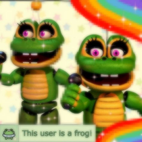 Happy Frog Fnaf, Frog Pfp, Fnaf Icon, Happy Frog, Rainbow Order, Green Characters, Fnaf Comics, Fnaf Stuff, Five Nights At Freddy's