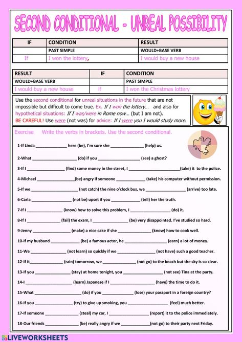 Second conditional ficha interactiva y descargable. Puedes hacer los ejercicios online o descargar la ficha como pdf. Conditionals Grammar, Second Conditional, Conditional Sentences, Grammar Quiz, English Teaching Materials, Grammar Exercises, English Exercises, Mohammed Ali, English Grammar Worksheets