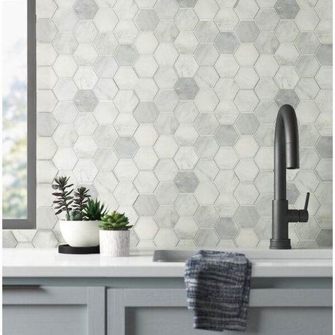 Backsplash Trends, Kitchen Backsplash Trends, Kitchen Backsplash Designs, Backsplash Designs, Porcelain Mosaic Tile, Marble Mosaic Tiles, Kitchen Tiles Backsplash, Kitchen Redo, Marble Mosaic