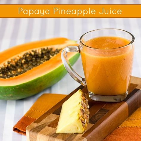 Pineapple Juice Recipes, Papaya Juice, Papaya Seeds, Juicer Recipes, Smoothie Detox, Healthy Juice Recipes, Smoothie Diet Plans, Healthy Drinks Recipes, Natural Juices