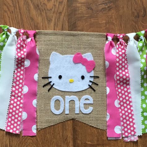 I've had quite a few requests, so here she is ~Hello Kitty~ high chair birthday banner. Just listed in my shop. Hello Kitty First Birthday Party Ideas, Hello Kitty First Birthday, High Chair Birthday Banner, Hello Kitty High, High Chair Birthday, High Chair Decorations, First Birthday Party Ideas, Birthday Highchair, 1st Birthday Photoshoot