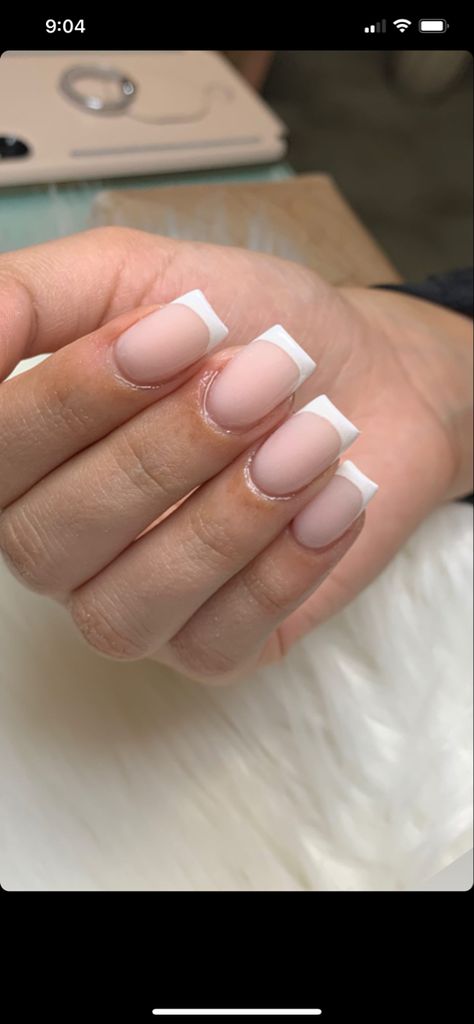 Mat French Nails, Matte Nails French Tip, Matte French Nails, Matte French Tip Nails, Matte French Manicure, French Manicure Matte, Matte French Tip, French Tip Dip, Brunette Blue Eyes