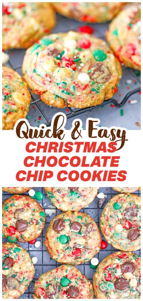 Christmas Chocolate Chip Cookies Festive Chocolate Chip Cookies, Christmas Chocolate Chip Cookies Recipes, Winter Wonderland Chocolate Chip Christmas Cookies, Easy Chocolate Christmas Cookies, Christmas Cookies With Chocolate Chips, Eminem Christmas, Holiday Chocolate Chip Cookies, Chocolate Chip Christmas Cookies, Christmas Chocolate Chip Cookies