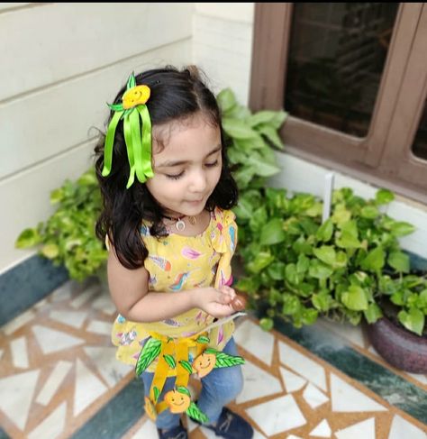 Yellow Day Mango Day Celebration In School, Fruit Fancy Dress, School Celebration, Fancy Dress, Mango, Crochet Necklace, Yellow, Celebrities, Crochet