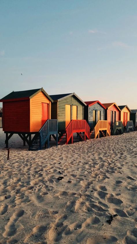 Colourful⛱️🌊 Muizenberg Beach, Beach Huts, Beach Hut, Cape Town, Sunrise Sunset, Cape, House Styles