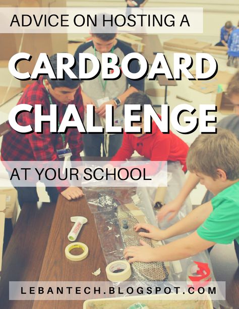 Cardboard Stem Activities, Cardboard Challenge Ideas, Cardboard Challenge, Steam Night, Library Makerspace, Makerspace Library, Spring Break Camping, High School Project, Pta Ideas