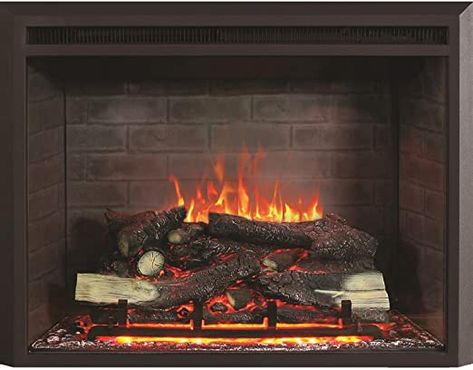 Amazon.com: RICHFLAME Gavin Electric Fireplace Insert with Log Speaker, Designed for Stud, Wood Burning Opening, Cabinet & Wood Mantel, Remote Control, 750/1500W, Black, 30 Inches Wide, 23 Inches High: Home & Kitchen Direct Vent Gas Fireplace, Best Electric Fireplace, Log Home Interiors, Wood Mantel, Log Home Plans, Brick Background, Brick Interior, Fireplace Logs, Log Home Decorating