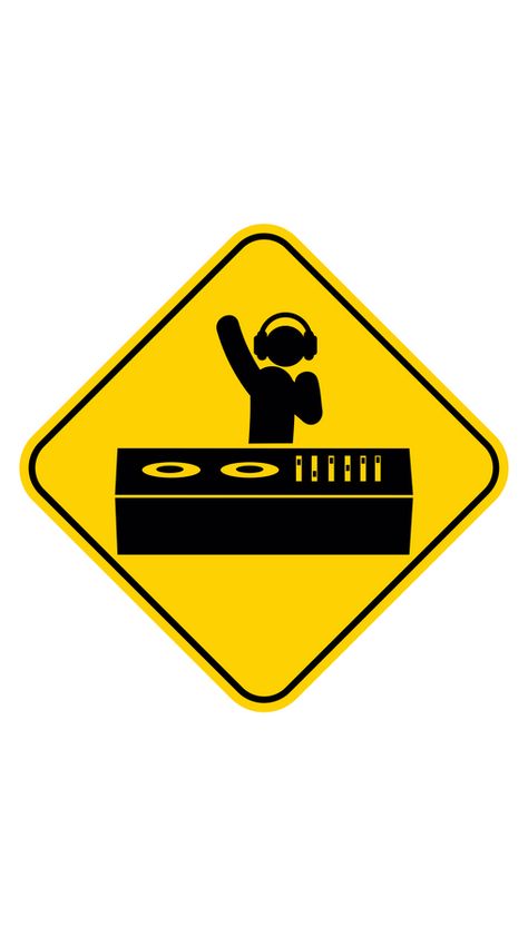 DJ turn it up - we have a party over here. This fanart DJ Road Sign Sticker invites you to a VIP party, which can be attended only by people like you. You know, the role of a DJ has evolved - from... Dj Sticker, Music On Vinyl, One Piece Tattoos, Party Stickers, Sign Sticker, Dorm Posters, Road Sign, Vinyl Music, Vinyl Signs