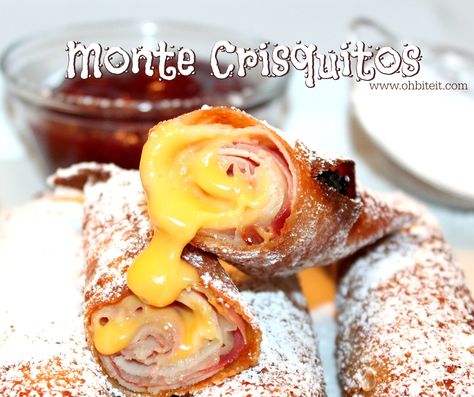 ~Monte Crisquitos! Eggroll Recipes, Dumplings Recipes, Monte Cristo Sandwich, Egg Roll Recipes, Corn Dog, Delicious Appetizer Recipes, Appetizers Easy Finger Food, Roll Recipes, Monte Cristo