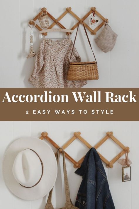 Accordion Wall Rack, Accordion Wall, Thrifted Home, Hook Rack, Wall Rack, Hat Rack, Wall Racks, Hanging Racks, Cottage Decor