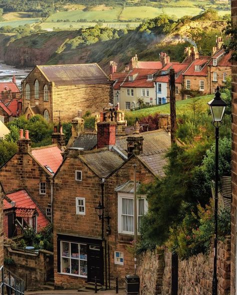 British Countryside Aesthetic, North York Moors National Park, Robin Hoods Bay, England Aesthetic, Scottish Countryside, North Europe, North York Moors, Scotland Highlands, Quaint Village