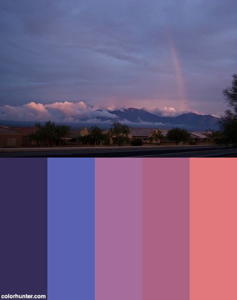 Arizona Monsoon Rainbow With Low Clouds Color Scheme Monsoon Color Palette, Monsoon Colour Palette, Clouds Color Palette, Arizona Monsoon, Story Board, College Prep, Tucson, Colour Palette, Color Scheme