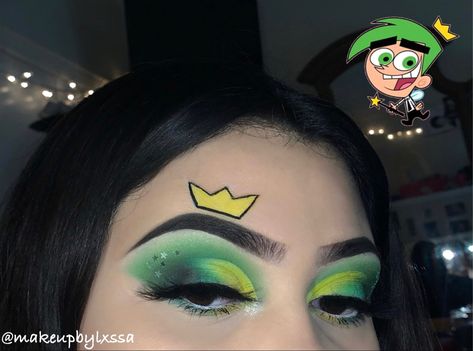 Cosmo Makeup Look, Cosmo And Wanda Makeup Look, Cosmo And Wanda Makeup, Wanda Makeup, Cosmo Y Wanda, Cosmo And Wanda Costume, Eyebrows Tutorial, Cosmo And Wanda, Green Makeup