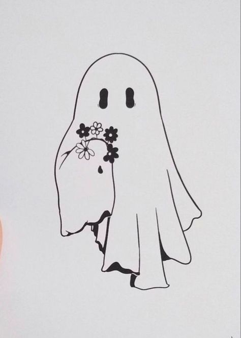 Spooky Tattoos Ghost, Holding Flowers Drawing, Tattoos Celestial, Ghost Holding Flowers, Tattoos Ghost, Tattoos Spiritual, Gothic Tattoo Ideas, Celestial Tattoos, Ghost With Flowers