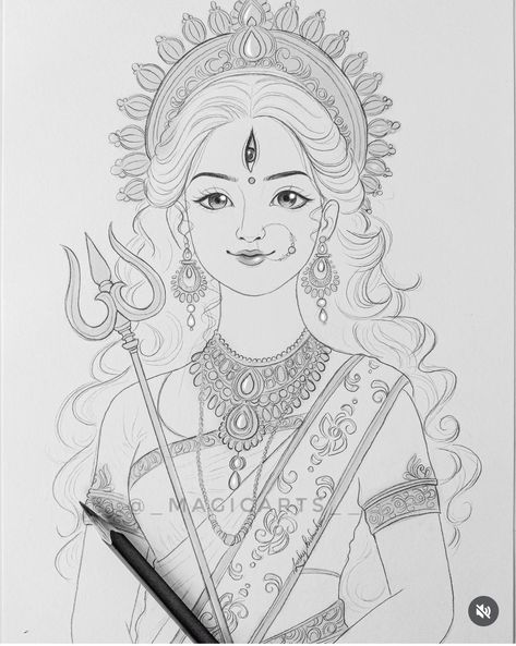 God Drawing, Durga Painting, Funny Cartoons Jokes, Lakshmi Images, Abstract Art Diy, Lord Shiva Family, Meaningful Drawings, Drawing Pencil, Goddess Art