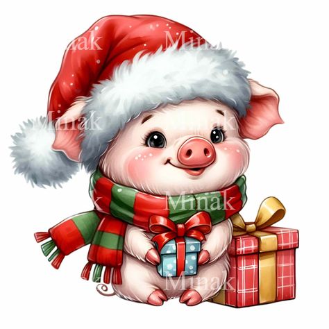 Piglet Clipart, Sticker Images, Gift Png, Cute Pig, Kids Projects, Cute Pigs, Christmas Clipart, Types Of Printer, Santa Hat