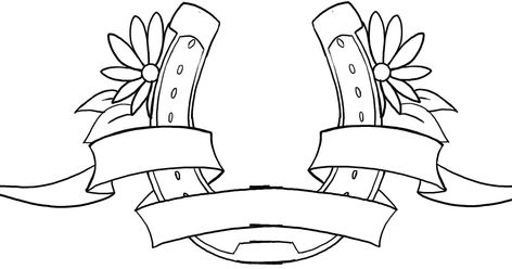 Horseshoe Coloring Page, Horseshoe Art Drawing, Horse Shoe Drawing, Horseshoe Tattoo, Daisy Drawing, Horse Shoe Tattoo, Lucky Symbols, Horseshoe Crafts, Horseshoe Art