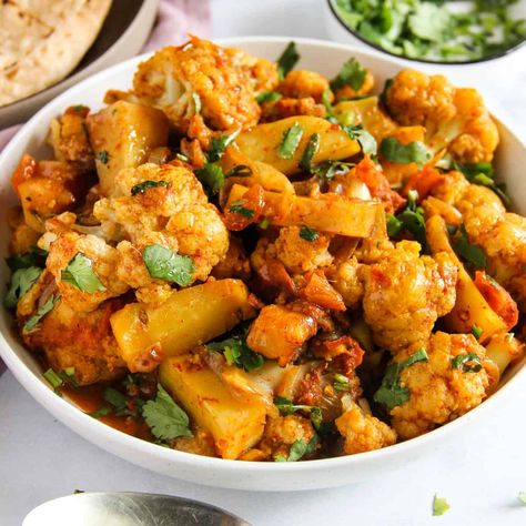 Instant Pot Aloo Gobi | Potato and Cauliflower Stir Fry Gobi Masala Recipe, Aloo Gobi Recipe, Potato Cauliflower Curry, Gobi Recipe, Cauliflower And Potato, Lamb Curry Recipes, Gobi Recipes, Slow Cooker Lamb, Cauliflower Potatoes