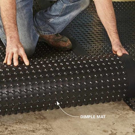 Install Drainage Mats for a Warmer, Drier Floor Basement Insulation, Wet Basement, Basement Gym, Diy Basement, Basement Windows, Basement Makeover, Basement Ceiling, Basement Walls, Basement Bedrooms