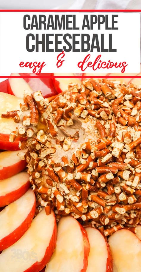 The Caramel Apple Cheese Ball is a unique combination of flavors and textures that makes it a standout dish that's sure to impress. Perfect for fall parties, a simple snack, or a great way to eat more apples with fun flavor! Everyone will love this delicious dessert cheese ball recipe! Apple Cheese Ball Recipes, Fall Cheese Ball Recipes, Apple Cheese Ball, Fall Cheese Ball, Apple Pie Dip Recipe, Fall Caramel Apples, Dessert Cheese Ball, List Of Appetizers, Caramel Apple Desserts