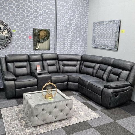 Grey leather couch