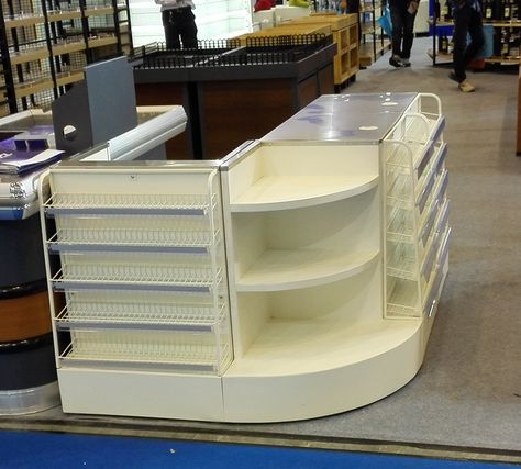 cash desk, checkout counter in shop & stores. More items @ Linkup Store Equipment Co., Ltd. Store Checkout Counter Ideas, Medical Office Furniture, Cash Counter Design, Store Counter Design, Cash Desk, Shop Counter Design, Cash Counter, Checkout Counter, Store Shelves Design