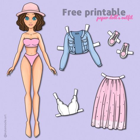 Katemade on Instagram: “New printable outfit for your paper doll is already available on our website. Link in bio” Lol Paper Dolls Printable Free, Free Printable Paper Dolls, Paper Doll Printable Templates, Paper Crafts Magazine, Kraf Kertas, Doll Drawing, Barbie Paper Dolls, Paper Dolls Clothing, Paper Dolls Diy