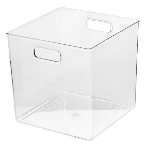 iDesign (10-in W x 10-in H x 10-in D) Clear Plastic Bin in the Storage Bins & Baskets department at Lowes.com Bathroom Organizing, Plastic Basket, Clear Storage, Integrated Handles, Plastic Bins, Cube Storage, Cleaning Organizing, Plastic Storage, Bathroom Organization