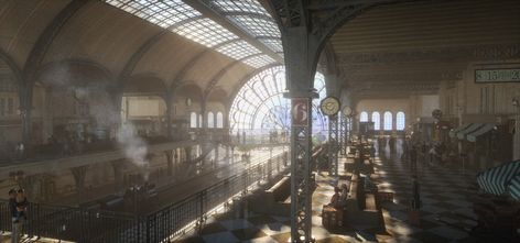 Fantasy Train Station, Fantasy Train, Fantasy Landscape, Train Station, Under Construction, Train, Art